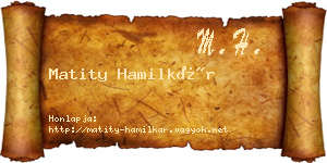 Matity Hamilkár névjegykártya
